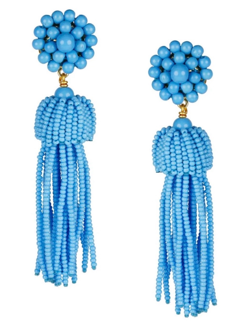 Lisi Lerch Blue Beaded Tassel Drop Earrings - Women Jewelry